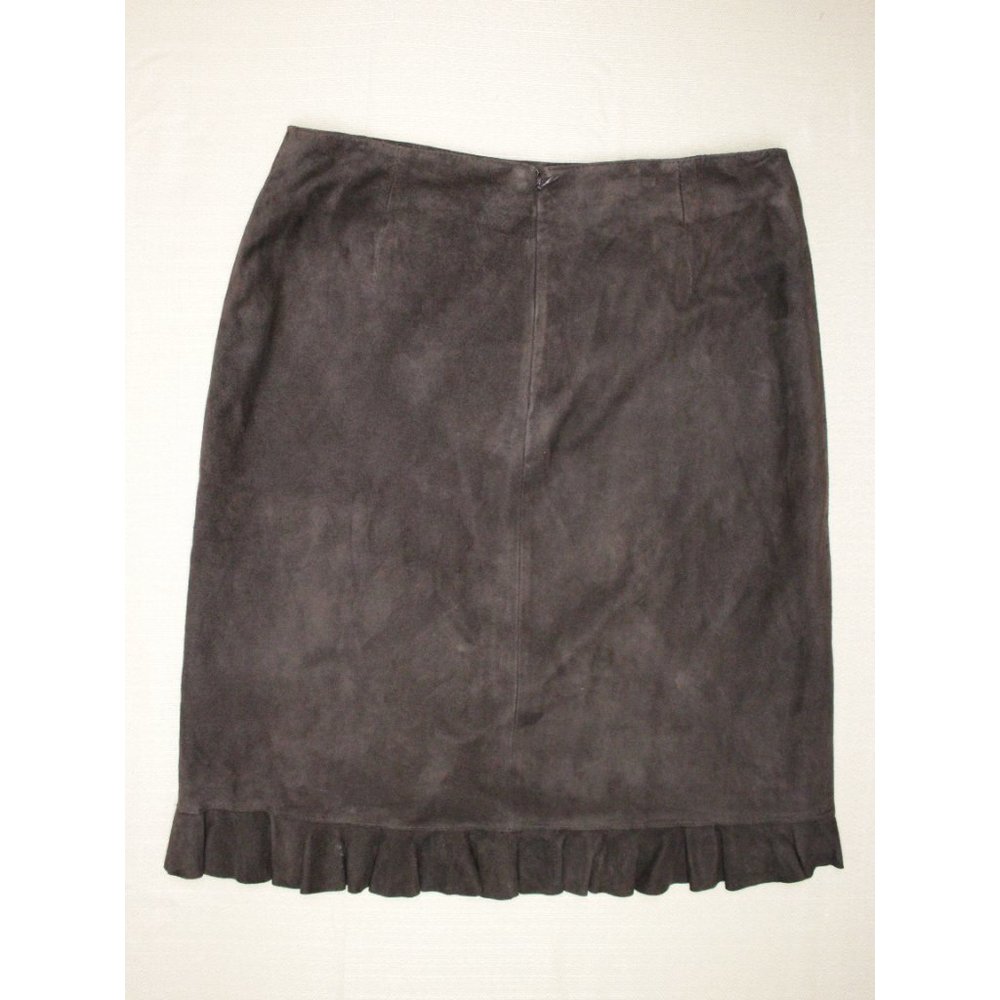 VS2 By Vakko A-Line Skirt Size 2 Brown Goat Suede